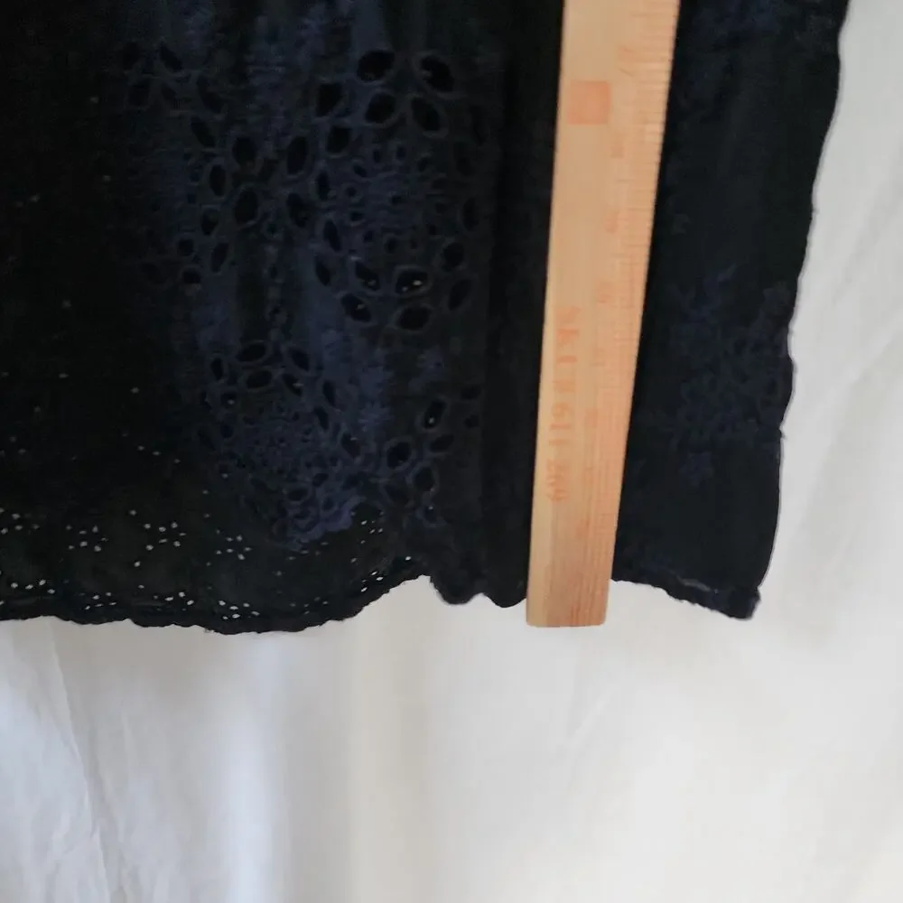 Johnny Was Embroidered Floral Eyelet Patchwork Dress black goth M tunic coastal - Picture 5 of 12